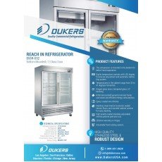Dukers D55R-GS2 55-1/3(w) inch (2)Glass Swing Door(s) Bottom Mount Reach-in Upright Refrigerators, 41.62Cu.ft, (8)Shelve(s), 1/2hp, 115v/60/1-ph, Casters, ETL Listed