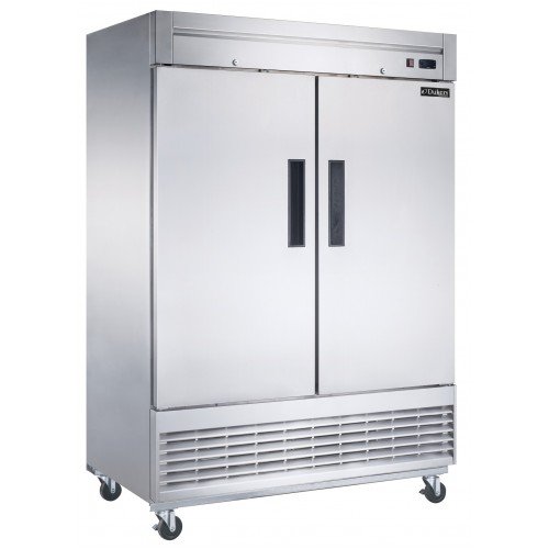 Dukers D55F 55(w) inch (2)Solid Swing Door(s) Bottom Mount Reach-in Upright Freezers, 40.74Cu.ft, (8)Shelve(s), 1hp, 115v/60/1-ph, Casters, ETL Listed