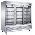 Dukers D83R-GS3 82-5/8(w) inch (3)Glass Swing Door(s) Bottom Mount Reach-in Upright Refrigerators, 65.16Cu.ft, (12)Shelve(s), 1/2hp, 115v/60/1-ph, Casters, ETL Listed