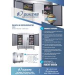 Dukers D83R 83(w) inch (3)Solid Swing Door(s) Bottom Mount Reach-in Upright Refrigerators, 64.8Cu.ft, (12)Shelve(s), 1/2hp, 115v/60/1, Casters, ETL Listed