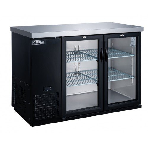 Dukers DBB60-H2 56-7/8(w) inch (2)Glass Swing Door(s) Back Bar Beverage Cooler, (6)Shelve(s), 15.24Cu.ft, Black, Casters, 1/3hp, 110v/60/1-ph, ETL Listed