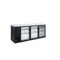 Dukers DBB72-H3 70-3/8(w) inch (3)Glass Swing Door(s) Back Bar Beverage Cooler, (6)Shelve(s), 19.20Cu.ft, Black, Casters, 1/3hp, 110v/60/1-ph, ETL Listed