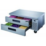 Dukers DCB52-D2 52-1/2(w) inch (2)Solid Drawer(s) Refrigerated Chef Base, 1/5hp, 110v/60/1-ph, Casters, ETL Listed