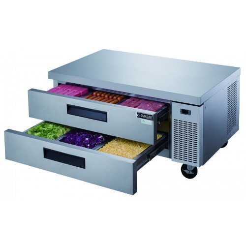 Dukers DCB52-D2 52-1/2(w) inch (2)Solid Drawer(s) Refrigerated Chef Base, 1/5hp, 110v/60/1-ph, Casters, ETL Listed