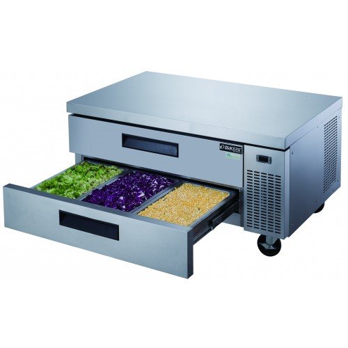 Dukers DCB52-D2 52-1/2(w) inch (2)Solid Drawer(s) Refrigerated Chef Base, 1/5hp, 110v/60/1-ph, Casters, ETL Listed