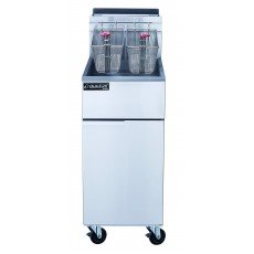 Dukers DCF3-LPG Deep Fryers, (40)lb(s)s Oil Capacity, (3)Cast Iron Tub Burner(s), (2)Basket(s), Floor Model, Casters, Liquid Propane, 90k Total BTU/Hr, CSA Listed