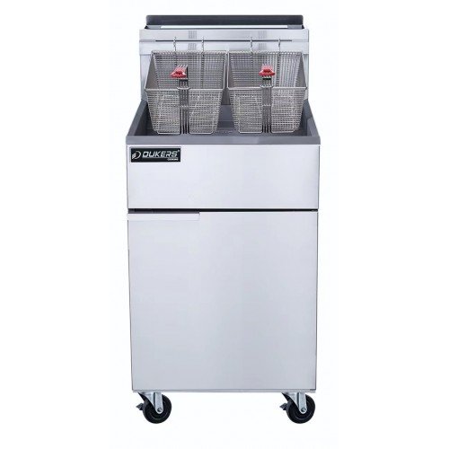 Dukers DCF5-NG Deep Fryers, (70)lb(s) Oil Capacity, (5)Cast Iron Tub Burner(s), (2)Basket(s), Floor Model, Casters, Natural Gas, 150k Total BTU/Hr, CSA Listed