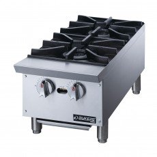 Dukers DCHPB12 12(w) inch Hot Plates, (2)Burner(s), Manual, Counter Top, 56k Total BTU/Hr, Natural Gas, CSA Listed
