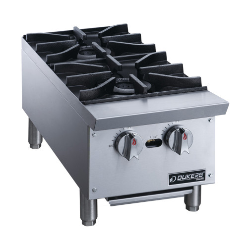 Dukers DCHPA12 Hot Plates, (2)Burner(s), Counter Top, 56k Total BTU/Hr, Natural Gas, 12(w) x 28-3/4(d) x 13-3/8(h) inch, CSA Listed Dukers DCHPA12 Hot Plates, (2)Burner(s), Counter Top, 56k Total BTU/Hr, Natural Gas, 12(w) x 28-3/4(d) x 13-3/8(h) inch, CSA Listed