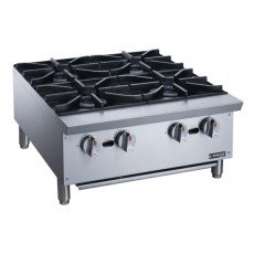 Dukers DCHPB24 24-Inch Commercial Hot Plate – 4 Burner Countertop Natural Gas Range, 112,000 BTU/Hr