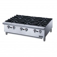 Dukers DCHPB36 36(w) inch Hot Plates, (6)Burner(s), Manual, Counter Top, 168k Total BTU/Hr, Natural Gas, CSA Listed