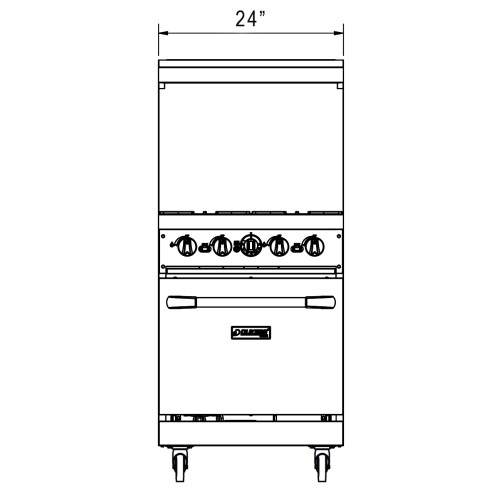 Dukers DCR24-4B 24(w) inch (4)Open Burner Range(s), Standard Oven, Natural Gas, 162k Total BTU/Hr, Casters, CSA Listed