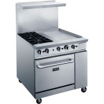 Dukers DCR36-2B24GM 36(w) inch Gas Range w/ (2)Open Burner(s) and 24 inch Right Griddle, (1)Standard Oven(s), Casters, Natural Gas, 157k Total BTU/Hr, CSA Listed
