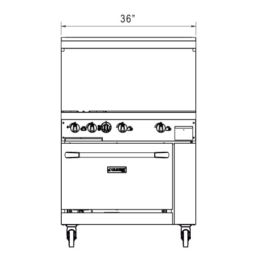 Dukers DCR36-2B24GM 36(w) inch Gas Range w/ (2)Open Burner(s) and 24 inch Right Griddle, (1)Standard Oven(s), Casters, Natural Gas, 157k Total BTU/Hr, CSA Listed