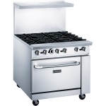 Dukers DCR36-6B 36(w) inch Ras Range w/ (6)Open Burner(s), (1)Standard Oven(s), Casters, Natural Gas, 233k Total BTU/Hr, CSA Listed