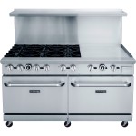 Dukers DCR60-4B36GM 60(w) inch (4)Open Burner(s) with 36 inch Right Griddle, (2)Standard Oven(s), Casters, Natural Gas, 286k Total BTU/Hr, CSA Listed