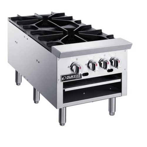 Dukers DCSPB2 (4)Burner(s) Double Stockpot Range, Natural Gas, 18(w) x 42-1/4(d) x 18(h) inch, 160k Total BTU/Hr, CSA Listed