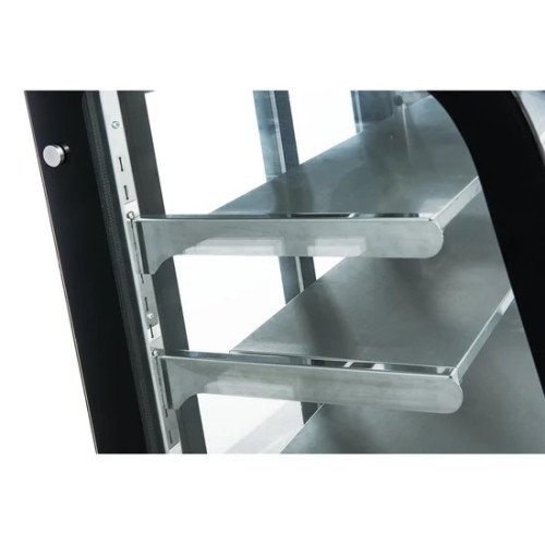 Dukers DDM72R-CB 72(w) inch Refrigerated Curved Glass Display Case, (2)Glass Rear Sliding Door(s), (3)Shelve(s), 4/7hp, 110v/60/1-ph, ETL Listed