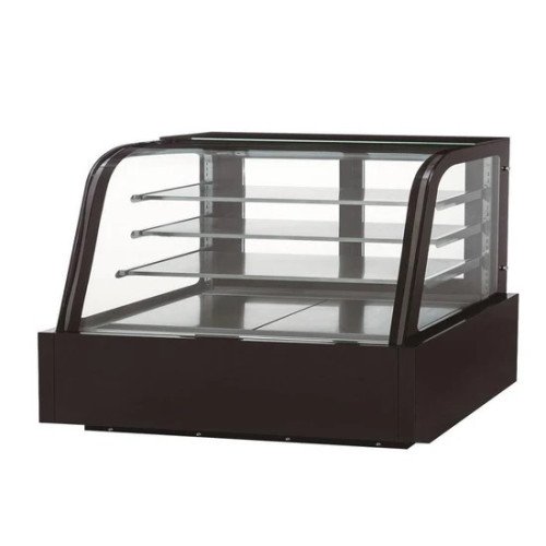 Dukers DDM72R-CB 72(w) inch Refrigerated Curved Glass Display Case, (2)Glass Rear Sliding Door(s), (3)Shelve(s), 4/7hp, 110v/60/1-ph, ETL Listed