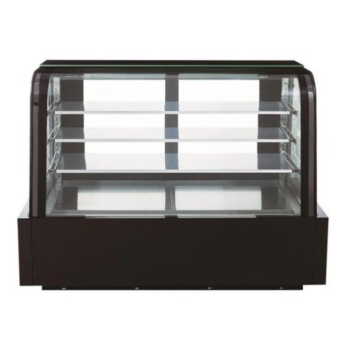Dukers DDM72R-CB 72(w) inch Refrigerated Curved Glass Display Case, (2)Glass Rear Sliding Door(s), (3)Shelve(s), 4/7hp, 110v/60/1-ph, ETL Listed