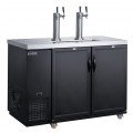 Dukers DKB60-M2 56-7/8(w) inch (2)Solid Swing Door(s) Dual Tap Kegerator Beer Dispenser, Black, Casters, 1/5hp, 110v/60/1-ph, ETL Listed