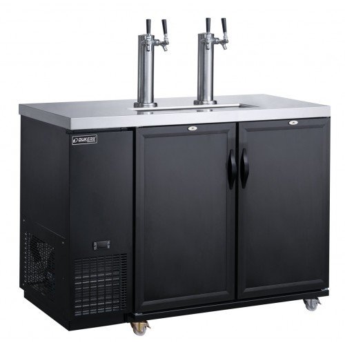 Dukers DKB60-M2 56-7/8(w) inch (2)Solid Swing Door(s) Dual Tap Kegerator Beer Dispenser, Black, Casters, 1/5hp, 110v/60/1-ph, ETL Listed