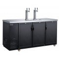 Dukers DKB72-M3 70-3/8(w) inch (3)Solid door(s) Dual Tap Kegerator Beer Dispenser, 1/4hp, 110v/60/1, Black, Casters, ETL Listed