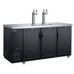 Dukers DKB72-M3 70-3/8(w) inch (3)Solid door(s) Dual Tap Kegerator Beer Dispenser, 1/4hp, 110v/60/1, Black, Casters, ETL Listed