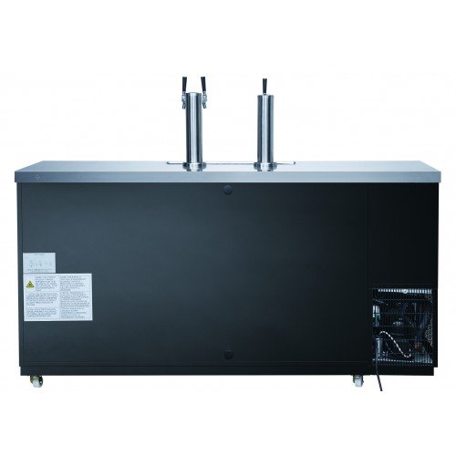 Dukers DKB72-M3 70-3/8(w) inch (3)Solid door(s) Dual Tap Kegerator Beer Dispenser, 1/4hp, 110v/60/1, Black, Casters, ETL Listed