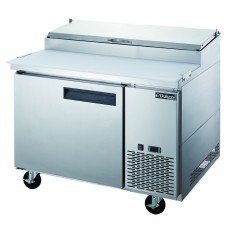 Dukers DPP44 44-1/4(w) inch (1)Solid Swing Door(s) Refrigerated Pizza Prep Table, 9.88Cu.ft, (1)Shelve(s), (6)1/3 Pans(s), Casters, 1/7hp, 115v/60/1-ph, ETL Listed