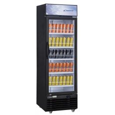 Dukers DSM-12R 24-3/4(w) inch (1)Glass Swing Door(s) Bottom Mount Merchandiser Refrigerators, Black, (4)Shelve(s), 11.47Cu.ft, 1/5hp, 115v/60/1-ph, Casters, ETL Listed