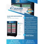 Dukers DSM-33R 39-3/8(wide) inch (2)Glass Swing Door(s) Bottom Mount Merchandiser Refrigerators, (10)Shelve(s), 33.55Cu.ft, 1/3hp, 115v/60/1-ph, Casters, ETL Listed