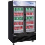 Dukers DSM-33R 39-3/8(wide) inch (2)Glass Swing Door(s) Bottom Mount Merchandiser Refrigerators, (10)Shelve(s), 33.55Cu.ft, 1/3hp, 115v/60/1-ph, Casters, ETL Listed