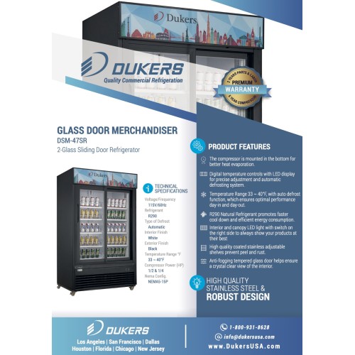 Dukers DSM-47SR 54-1/8 inch Bottom Mount Merchandiser Refrigerator