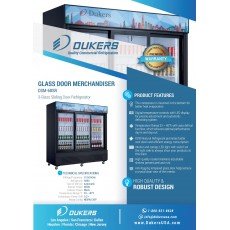 Dukers DSM-68SR 78 inch Bottom Mount Merchandiser Refrigerator, 69 Cu. Ft., 3 Sliding Glass Doors