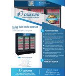 Dukers DSM-69R 78(w) inch (3)Swing Glass Door(s) Bottom Mount Merchandiser Refrigerator, 69.43Cu.ft, (15)Shelves(s), 1/2hp, 115v/60/1, Casters, ETL Listed