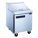 Dukers DSP29-12M-S1 29-1/8(w) inch (1)Solid Swing Door(s) Refrigerated Mega Top Sandwich Prep Table, 6.56Cu.ft, (12)1/6 Pan(s), (1)Shelve(s), Casters, 1/5hp, 110v/60/1-ph, ETL Listed