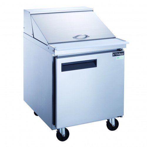 Dukers DSP29-12M-S1 29-1/8(w) inch (1)Solid Swing Door(s) Refrigerated Mega Top Sandwich Prep Table, 6.56Cu.ft, (12)1/6 Pan(s), (1)Shelve(s), Casters, 1/5hp, 110v/60/1-ph, ETL Listed