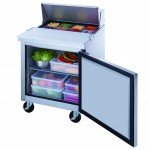 Dukers DSP29-8-S1 29-1/8(w) inch (1)Solid Swing Door(s) Refrigerated Standard Top Sandwich Prep Table, 6.56Cu.ft, (8)1/6 Pan(s), (1)Shelve(s), Casters, 1/5 hp, 115v/60/1-ph, ETL Listed