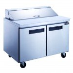 Dukers DSP48-12-S2 48-1/4(w) inch (2)Solid Swing Door(s) Refrigerated Standard Top Sandwich Prep Table, 11.47Cu.ft, (12)1/6 Pan(s), (2)Shelve(s), Casters, 1/5hp, 115v/60/1-ph,  ETL Listed