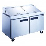 Dukers DSP60-24M-S2 60-1/8(w) inch (2)Solid Swing Door(s) Refrigerated Mega Top Sandwich Prep Table, 14.33Cu.ft, (24)1/6 Pan(s), (2)Shelve(s), Casters, 1/5hp, 110v/60/1-ph, ETL Listed