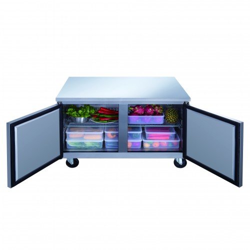 Dukers DUC36R 36-1/8(w) inch (2)Solid Swing Door(s) Undercounter Refrigerator, 9.6Cu.ft, (2)Shelve(s), 1/5hp, Casters, 115v/60/1-ph, ETL Listed