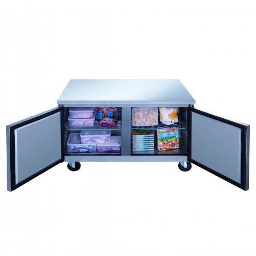 Dukers DUC48R 48-1/4(w) inch (2)Solid Swing Door(s) Undercounter Refrigerator, 12.21Cu.ft, (2)Shelve(s), 1/5hp, Casters, 115v/60/1-ph, ETL Listed