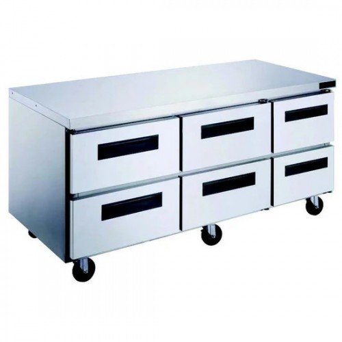 Dukers DUC72R-D6 72-1/2(w) inch (6)Solid Drawer(s) Undercounter Refrigerator, 18.96Cu.ft, 1/3hp, Casters, 115v/60/1-ph, ETL Listed