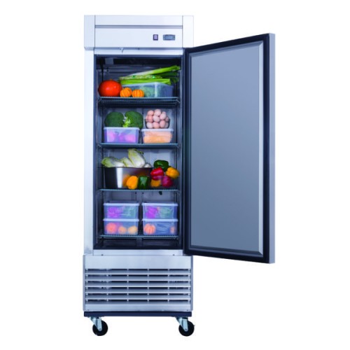 Dukers D28F 27-1/2(w) inch (1)Solid Swing Door(s) Bottom Mount Reach-Ins Upright Freezers, 17.79Cu.ft, (4)Shelve(s), 3/4hp, 115v/60/1-ph, Casters, ETL Listed