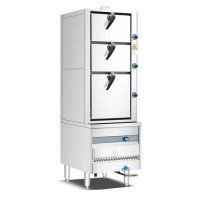 Dukers DCSC36 36 inch High-Speed Gas Steam Cabinet, 3 Chambers, 135,000 BTU/H