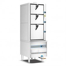 Dukers DCSC24 24 inch Commercial Gas Steamer Cabinet, 3 Chambers, 90,000 BTU