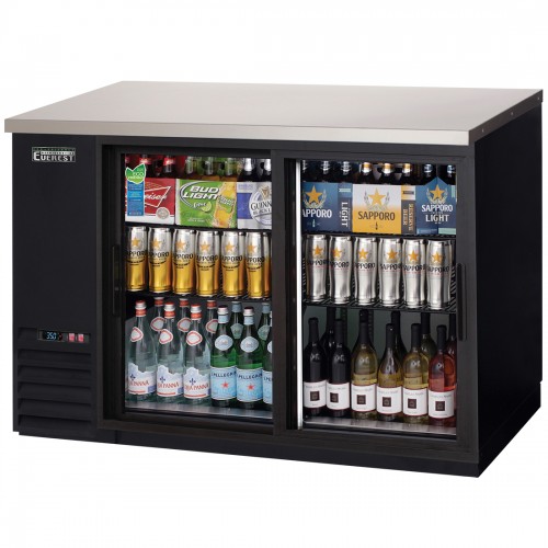 Everest EBB48G-SD 49(w) inch Back Bar Refrigerator, (2)Sliding Glass Door(s), (4)Shelve(s), Black, (294)12oz Bottle(s), 13Cu.ft, 1/4hp, 115v/60/1-ph, ETL/NSF Listed