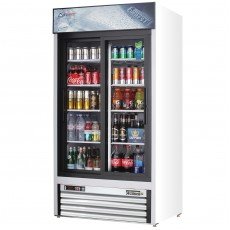 Everest EMGR33 39-3/8(w) inch (2)Sliding Glass Door(s) Merchandiser Refrigerator, White, (8)Shelve(s), 33Cu.ft, (336)20oz Bottle(s), 1/3hp, 115v/60/1-ph, ETL/NSF Listed