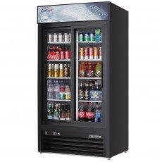 Everest EMGR33B 39-3/8(w) inch (2)Sliding Glass Door(s) Merchandiser Refrigerator, Black, (8)Shelve(s), 33Cu.ft, (336)20oz Bottle(s), 1/3hp, 115v/60/1-ph, ETL/NSF Listed